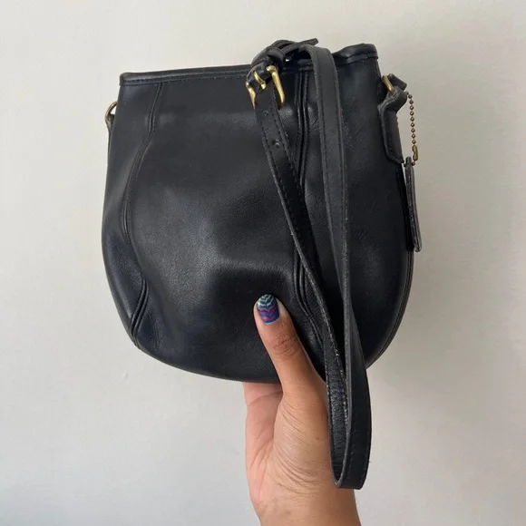 Coach Leather Crossbody Bag - L6D 9990 - Black Leather Vintage Purse - Picture 2 of 8